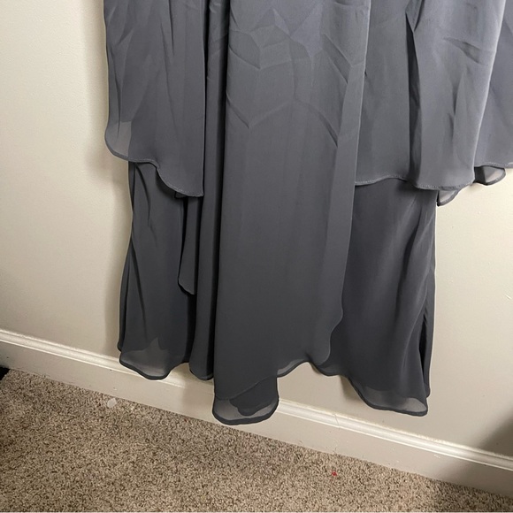 Eliza J Beaded Halter Tiered Chiffon Gray Gown Size 6 - Picture 11 of 15